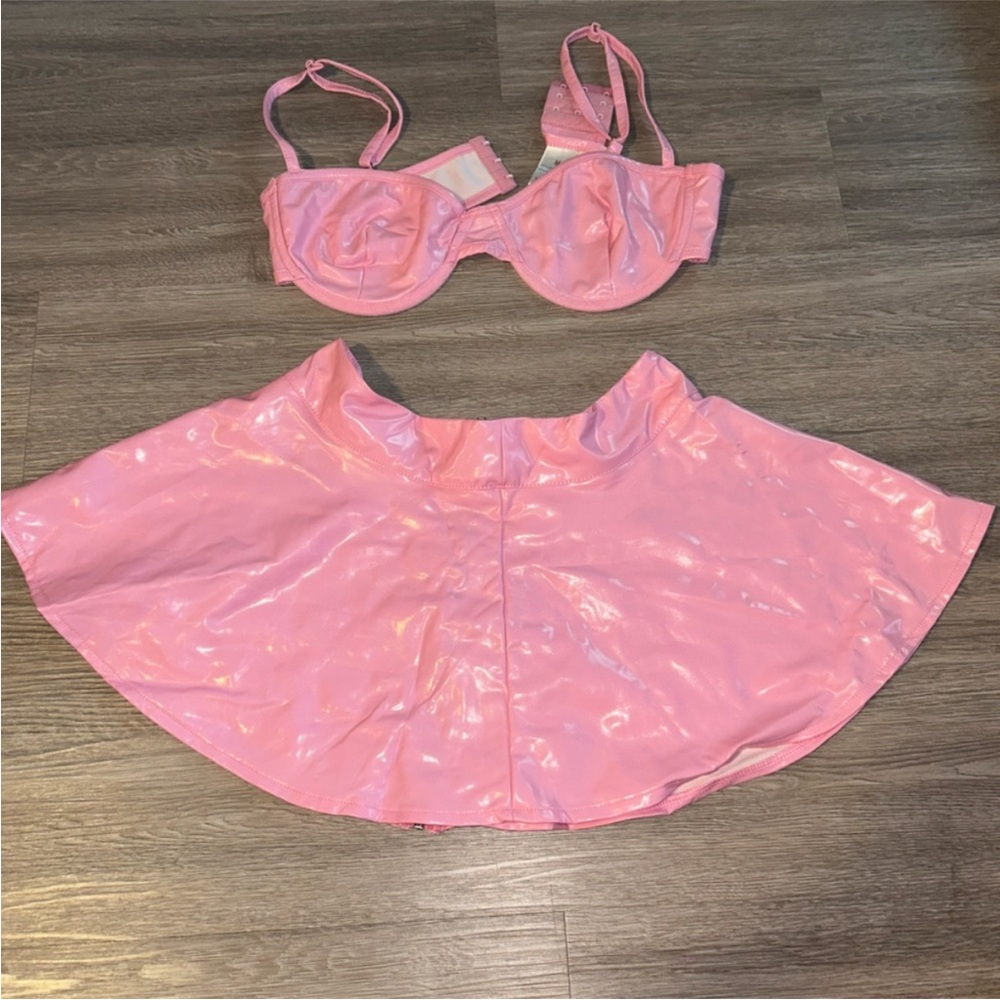 iHeartRaves Pink Mini Skirt Set